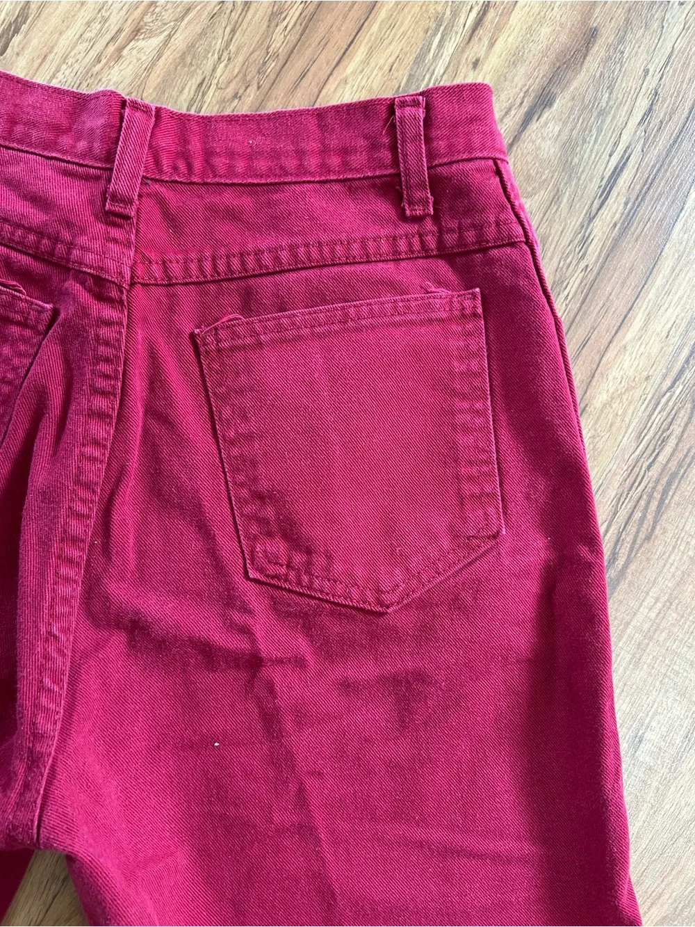 Vintage USA Burgundy Long Baggy Oversized Denim Shorts Women’s Size 31